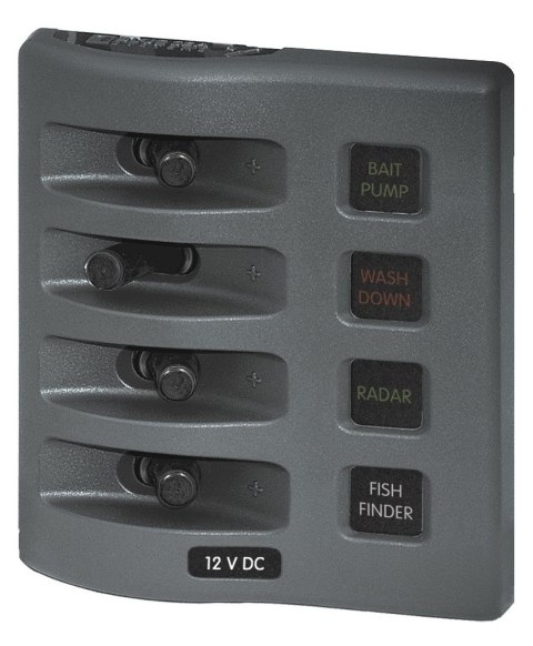 Panel przełączników Blue Sea WeatherDeck, 4 obwodów, z bezpiecznikami ATO/ATC - BS4304