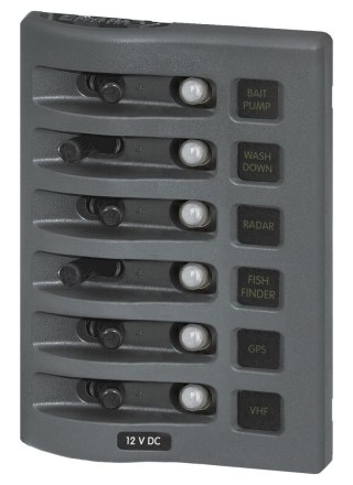 Panel przełączników Blue Sea WeatherDeck, 6 obwodów, z wyłącznikami nadprądowymi - BS4376