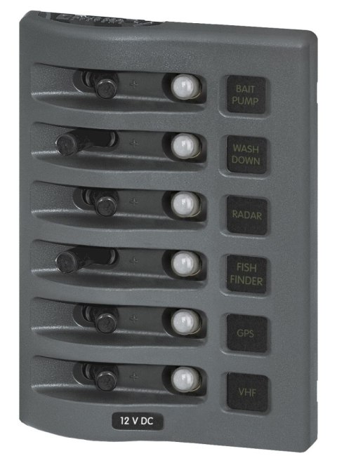 Panel przełączników Blue Sea WeatherDeck, 6 obwodów, z wyłącznikami nadprądowymi - BS4376