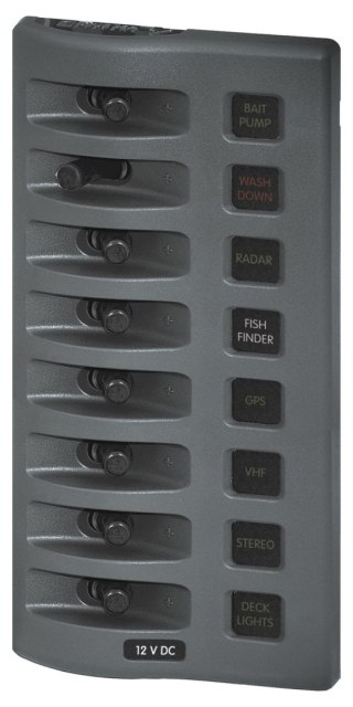 Panel przełączników Blue Sea WeatherDeck, 8 obwodów, z bezpiecznikami ATO/ATC - BS4308
