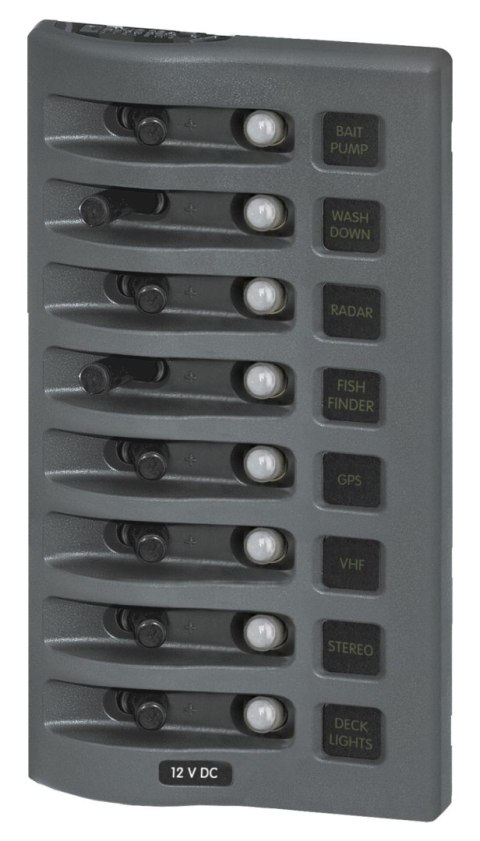 Panel przełączników Blue Sea WeatherDeck, 8 obwodów, z wyłącznikami nadprądowymi - BS4378