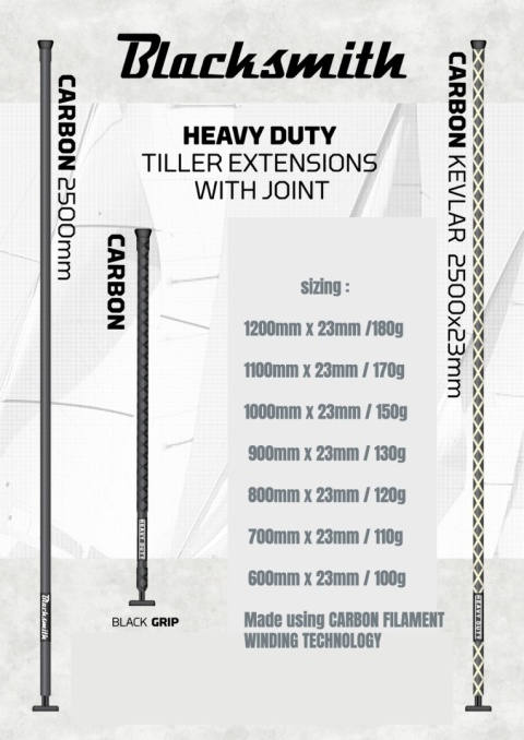 Przedłużacz rumpla Carbon-Kevlar 1100 mm / Ø20 mm / czarny
