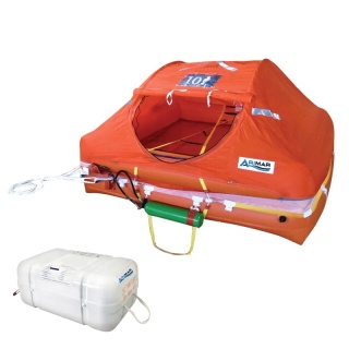 Tratwa ratunkowa do żeglugi morskiej 12-osobowa w sztywnym pojemniku ISO 9650-1 poniżej 24 h
